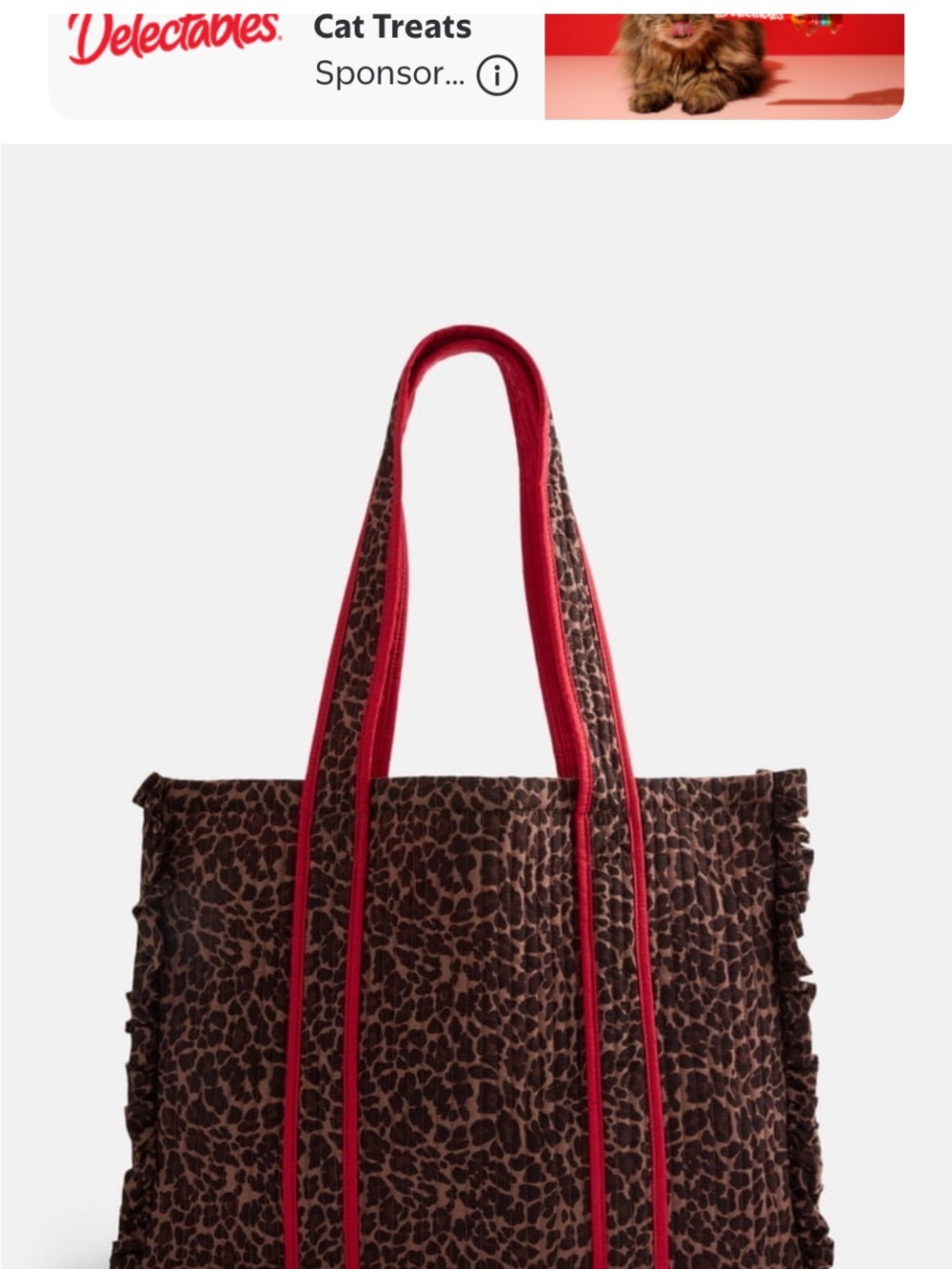 No Boundaries Brown Leopard Tote with Red Handles